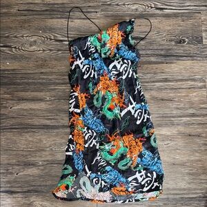 Bershka Dragon Mini Spaghetti Strap Dress